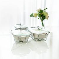 Casserole carrée JADE en céramique à motif pierre argentée, avec couvercle en verre, design luxe léger, support doré électrolytique