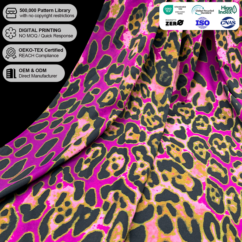 Sexy Cheetah Printed Polyamide Warp Knit Elastane Swimsuit Fabric for Bikini