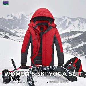 Chaqueta de Esquí Roja con Capucha para Hombre, Impermeable, Aislante Sintético, con Bloques de Color, Cierre de Cremallera, Ropa para Exteriores - Product Image 2