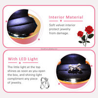 Kotak Perhiasan Model Mawar LED Grosir Terbaru, Bentuk Bunga Dekoratif Bulat dengan Cincin Lampu, Hadiah Hari Valentine
