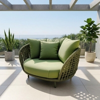 Canapé double en corde de haute qualité Longang pour l'extérieur, meubles de jardin modernes pour villa, avec cadre en aluminium thermolaqué résistant aux UV