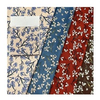 Tissu en velours côtelé tricoté chaîne imprimé floral tendance 200 GSM 100 % polyester pour jupes, robes et chemises