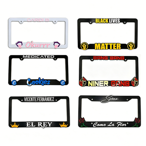 Cadre de plaque d'immatriculation personnalisé avec logo, en plastique, coins arrondis, antirouille, anti-rayures, résistant à la décoloration, pour voiture, camion, SUV, taille américaine - Product Image 1