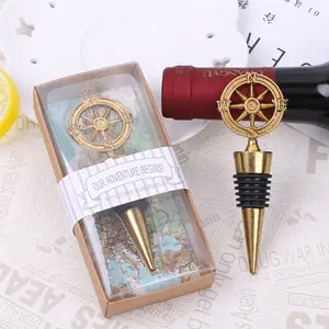 New European American Decorative Antique Rudder Red Wine Bottle Stopper for Wedding or Valentine's Day Gift
