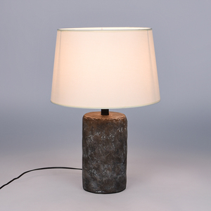 Vintage Handmade Ceramic <b>Table</b> <b>Lamp</b> Textured Pottery <b>Base</b> with Fabric Shade Warm Accent <b>Lamp</b> for Bedroom and Living Room - Product Image 4