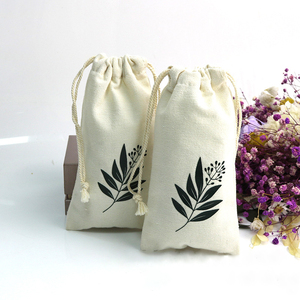 Custom Logo Printed Organic Natural Cotton Drawstring Packaging Bag <b>Perfume</b> Cosmetic Gift Storage Dust Muslin Cotton Pouch - Product Image 3