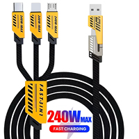 Câble de charge rapide USB Type C 2-en-3 240W pour téléphone/ordinateur/montre USB-L, cordon de données 1,2 m compatible iPhone 17/16