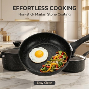 Ustensiles de cuisine, ensemble de casseroles en fonte, poêle <span class=keywords><strong>Ron</strong></span>, revêtement antiadhésif, ensemble de casseroles noires - Product Image 2