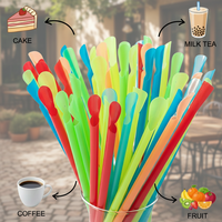 Pailles jetables en PP biodégradables et écologiques, colorées, en forme de cuillère, de qualité alimentaire, pour granités et glaces, 290 mm, pour fêtes et bars