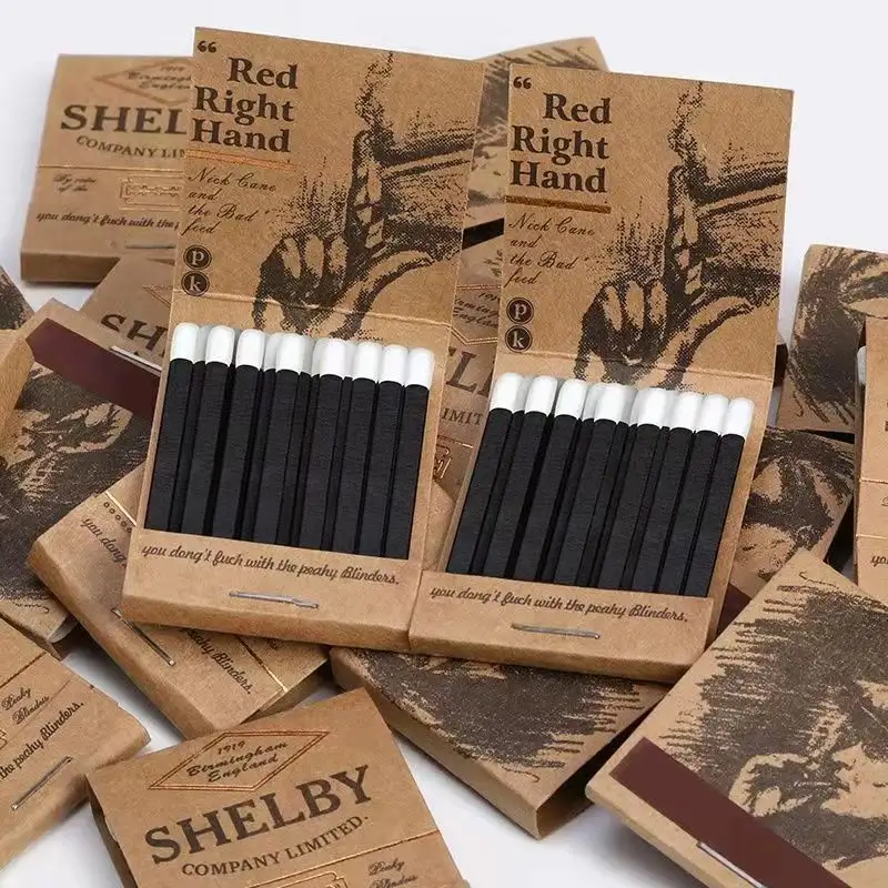 Wholesale Hotel Book Matches Retro Brown Paper Kraft Personalized Match Safety Sticks Matchbook Candle Packaging Box