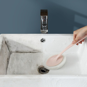 Brosse éponge à long manche pour l'hygiène et le nettoyage de la salle de bain, avec tête de rechange, blanc, rose, gris - Product Image 4