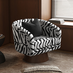 롱스타 얼룩말 무늬 회전 의자 동물 무늬 포인트 의자 거실 및 침실용 모던 라운지 의자 - Product Image 2