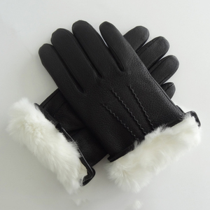 Personnalisé bas quantité minimale de commande classique hommes noir <span class=keywords><strong>hiver</strong></span> chaud imperméable à l'eau mode Iimitatied <span class=keywords><strong>gants</strong></span> en cuir de daim avec doublure en fourrure de lapin - Product Image 3