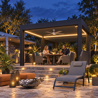 Pergola rétractable motorisée en aluminium avec éclairage LED, structures de jardin, modèle CE TUV NG-MP2026