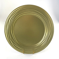 Assiette de présentation dorée SEBEST Factory 13'' à motif élégant, en plastique incassable, pour mariage, décoration de table et accessoire