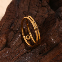 Bague simple à double couche avec clip et strass, en acier inoxydable hypoallergénique, avec zircone cubique, pour femme, bijoux tendance