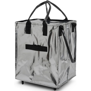 Grote zwarte herbruikbare rolkoffer & rollende boodschappentas met wielen - Trolleytas - 30 kg draagvermogen tas op wielen - Product Image 2