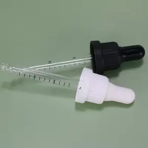18毫米黑色塑料滴管帽组件，带橡胶灯泡和玻璃吸管