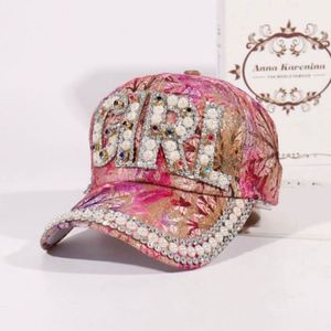 Casquette de baseball unisexe originale en strass avec design sportif, tissu rose courant, vente en gros - Product Image 2