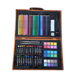 Juego de pintura artística para niños, 80 piezas, caja de madera, crayones de acuarela, pinceles, kit de dibujo para niños, regalo - Product Image 4