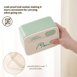 Juego de fiambrera portátil de acero inoxidable con bolsa aislada y juego de cubiertos para niños, fiambrera de preparación de comidas para niños - Product Image 2