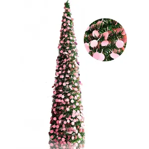 5FT Pop Up Artificielle Maigre Flocons De Neige Sequin Crayon De Noël Tinsel Arbre avec Support De Noël pour Appartement Sous-Sol Cheminée Maison