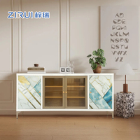 Meuble de rangement pour la maison, montage simple, meuble TV en acier imprimé, buffet en métal à motifs imprimés