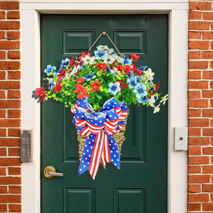 Guirnalda Colgante de Flores Artificiales Violetas, Adorno para Puerta del Hogar, Decoración para el Día Nacional, Día de la Independencia, Festividades - Product Image 1