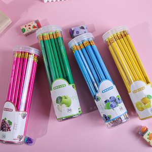 Lápiz 2B de Dibujos Animados para Primaria Estilo Macaron en Cubo de 30 Piezas con Sabor a Fruta y Goma de Borrar, Papelería de Escritura para Niños - Product Image 5