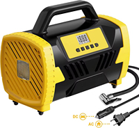 Gonfleur de pneus de voiture portable 250 PSI, AC 220V DC 12V, compresseur d'air, pompe, lumière LED, matériau ABS, moniteur de pression des pneus à domicile, CE
