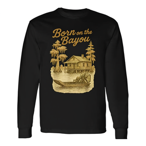 T-shirt a maniche lunghe Born On The Bayou Vintage Louisiana Southern Country Pride girocollo unisex - Product Image 3