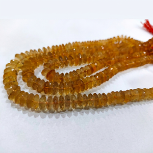 Perles de citrine jaune naturelle, facettées, coupe allemande, 9-12 mm, brin de 8 pouces - Product Image 1