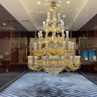 Lustre de plafond LED luxueux en or, grand lustre en cristal suspendu, luminaire pour longue escalier