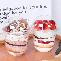Internet Celebrity Bobo Cup Met Deksel Transparant Wegwerp Plastic Beker Voor Room Cake U-Vormige Fruitcontainer