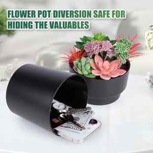 Coffre-fort dissimulé en forme de pot de fleurs noir, boîte de rangement secrète pour garder vos objets de valeur en sécurité - Product Image 4