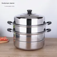 Yolecen Fabricant Épaissie En Acier Inoxydable Vapeur Pot Double Trois Couches Simple Double Panier pour Soupe Autres Aliments Cadeau