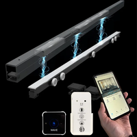 Pintu geser magnetis Remote Control, pintu geser magnetis Sensor Modern, kaca penutup pintu bahan Aloi aluminium dengan fitur bisu, penutup pintu lembut
