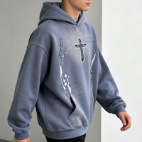Hoodie Unisex Berat Bahan Polyester/Katun Kasual Oversize Bernapas Desain Saku Solid Streetwear