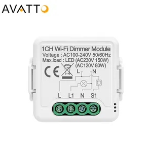 Tuya inteligente casa 100-240V 1/2 banda Wifi dimmer interruptor regulador módulo inalámbrico remoto control de voz inteligente interruptor con Alexa de Google