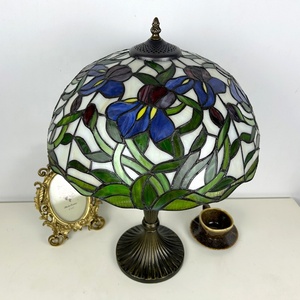 Longhuijing 16-Inch Mediterranean LED <b>Table</b> <b>Lamp</b> with Dome Stained Glass Shade Simple E26 <b>Base</b> 110-240V Living Room - Product Image 4
