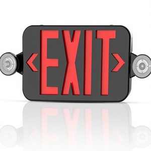 Red <b>LED</b> Exit Sign Emergency Lights Two Adjustable Head Battery Backup Dual Lamp <b>Fire</b> Resistance Listed 120-277V - Product Image 1