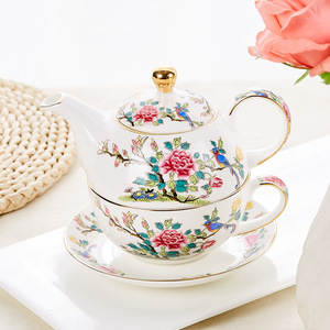 Elegante Juego de <span class=keywords><strong>Tetera</strong></span> Británica de Cerámica Apilable con Taza de Café y Platillo, Taza de Té de Porcelana con Jarra de <span class=keywords><strong>Tetera</strong></span> - Product Image 3