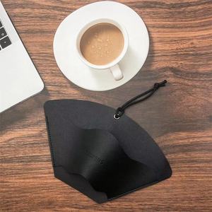 Soporte de filtro de café de goteo de mano en forma de abanico colgante de cuero de imitación para café - Product Image 3