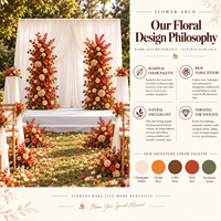 Colonnes florales artificielles d'automne chaudes en soie, arrangement de dahlias, roses et hortensias, pilier métallique détachable, toile de fond de scène de mariage