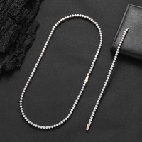Chaîne de tennis en acier inoxydable avec zircon de 4 mm, style hip-hop, pour homme, bijoux fins et tendance, chaîne de tennis pour couple