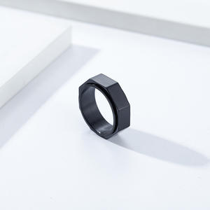 Minimalist Unisex Octagonal Rotating <b>Ring</b> Steel Gold Black Matte Finish Daily Jewelry Geometric Shape - Product Image 4