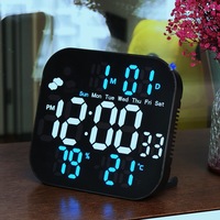 Multifunktionale LED-Uhr zum Aufhängen oder Aufstellen Wetter- und Temperaturanzeige Große Digitale Wanduhr für Zuhause und Büro