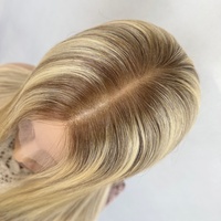 Perruques Sheitel Kosher sans colle en cheveux humains vierges européens, pré-épilées, avec dentelle HD, nœuds simples et couleur mèches, vente en gros