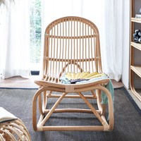 Ensemble de fauteuil à bascule de salon en rotin naturel Dreamhause, style japonais, avec table basse et canapé pour balcon