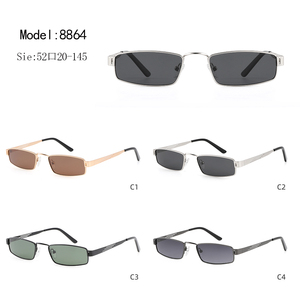 Fashion Brand Designer Unisex Rectangle Sunglasses Metal Frame Brown Lens UV400 Protection Outdoor Use Adult - Product Image 3